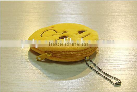 Popular 10cm plush emoji coin purse with zipper