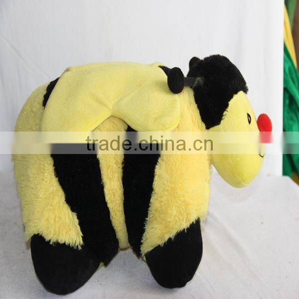 cutom plush pillow bee stuffed plush animal toy pillow yellow