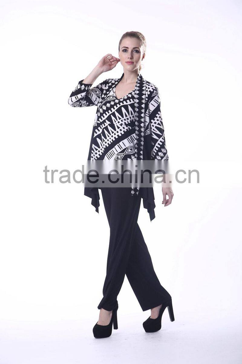 Ladies suit fabric free size and color ladies western pant suit sets zipper