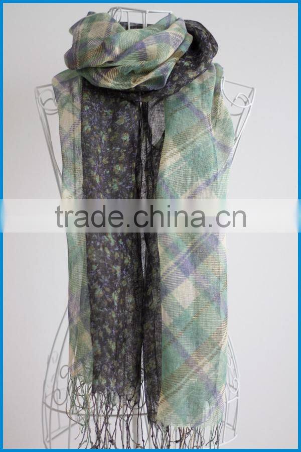 Wholesale new fashion floral and plaid printing scarf for dubai