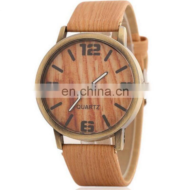 Unisex Student Teens Vintage Imitation Wood Strap Watch