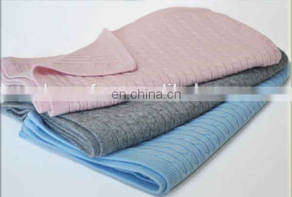 Sharrefun OEM service wholesale 12gg cashmere cable knitted baby blankets