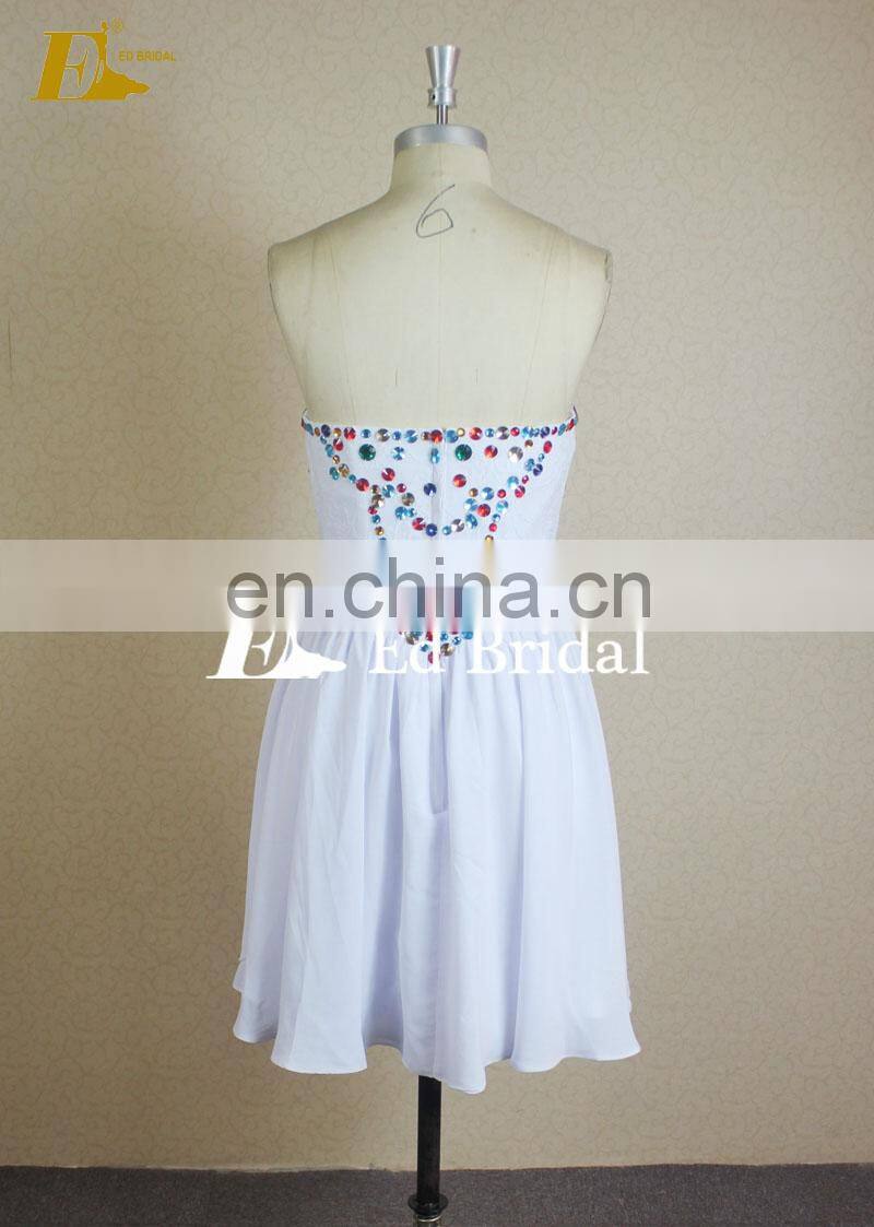 Real Sample Sweetheart Neckline Stone Beaded Chiffon Short Formal Cocktail Dresses