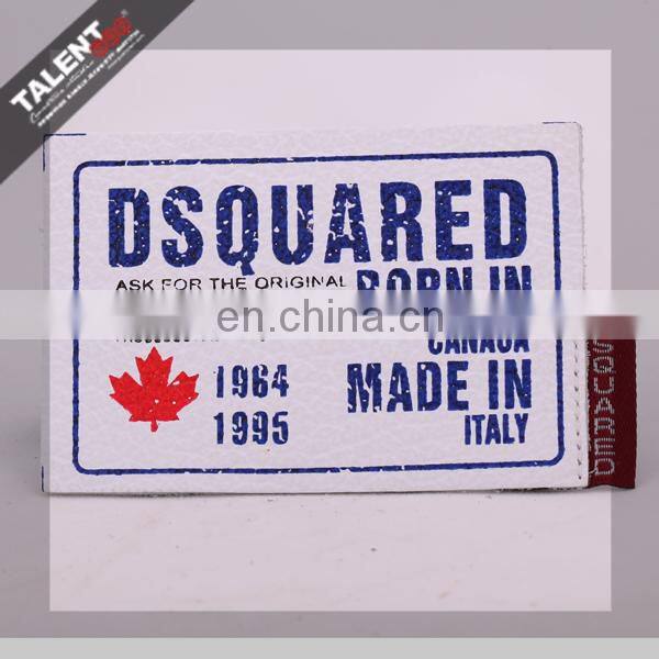 custom fashion design silk printing denim leather label patch