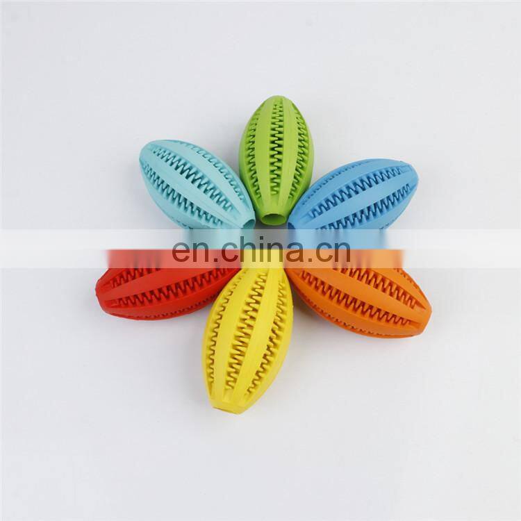 Non-Toxic soft tooth cleaning and IQ training rubber dog toys pet rugby ball