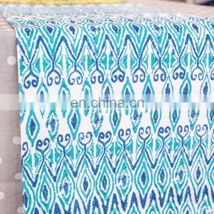 2019 amazon new design peacock blue digital printed table runner for weddings party banquet
