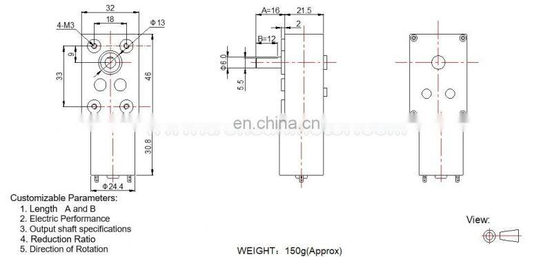 High Quality right angle 6v 85rpm dc worm gear motor 12v 24v 5rpm 46GF370