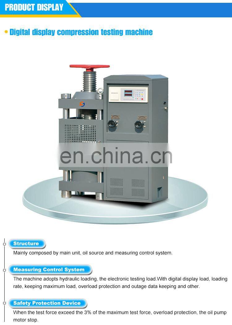YES-1000 Price Digital Display Concrete Cube Compression Testing Machine / Manual concrete compressive strength testing machine
