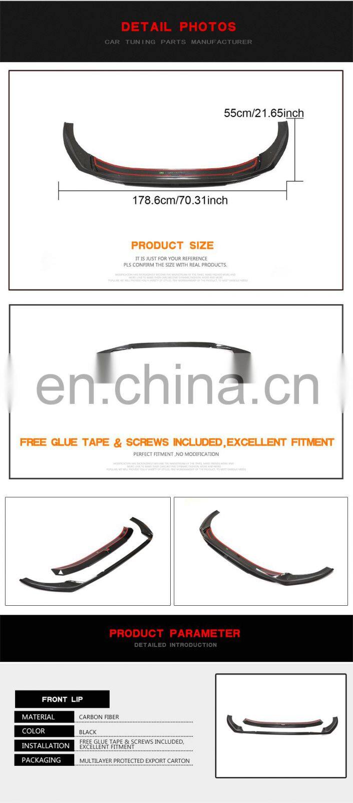 Prepreg Dry Carbon Fiber S5 Car Front Bumper Lip for Audi S5 B9 A5 SLINE Sportback 4-Door 2020 2021