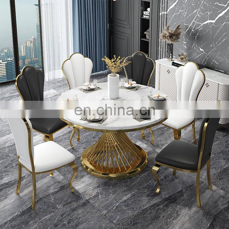 modern style round marble dinning table set dining room furniture