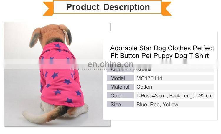 New Cute Perfect Fit Button Cotton Pet Puppy Dog T Shirt