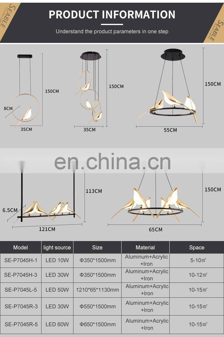 New Product Decoration Indoor Living Room Bedroom Aluminum Acrylic Black Gold Modern LED Pendant Lamp