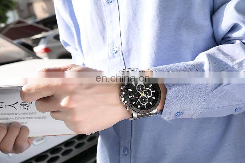 CURREN 8334 Men Quartz Chronograph Business Watches Fashion Stainless Steel Auto Date Casual Wristwatch