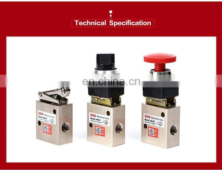 SNS Brand JM Series 3/2 manual directional control valve, mechanical control valve, pneumatic air control valve