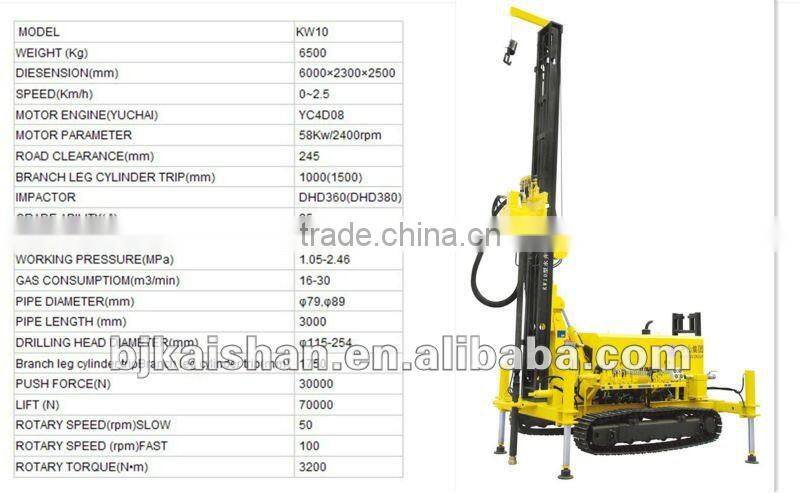 cheap Water drill rig!!depth 120m,diameter:115-254mm,KW10 High-Effect Hydraulic Geothermal Water Well Drilling Rigs