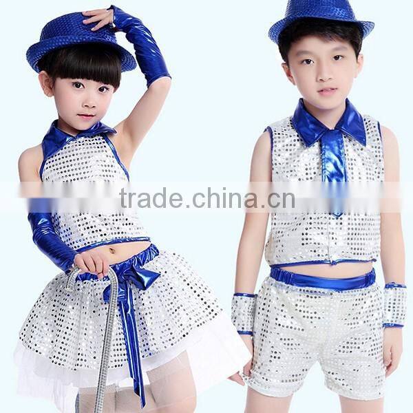 In stock girls and boys sequined jazz dance costume Modern dance costume modern dance costumes