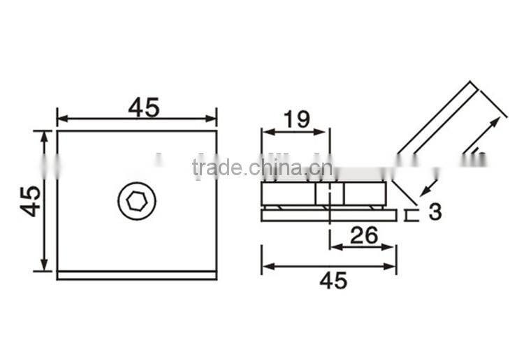 Stainless steel china cabinet glass clips and SS handrail clamps and handrail glass fixing