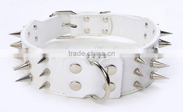 Wholesale three rows of sharp nails pet collars pu dog collar