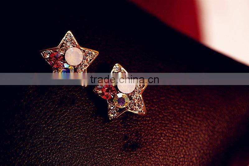 Fancy crystal star stud star shaped diamond earrings statement star earring