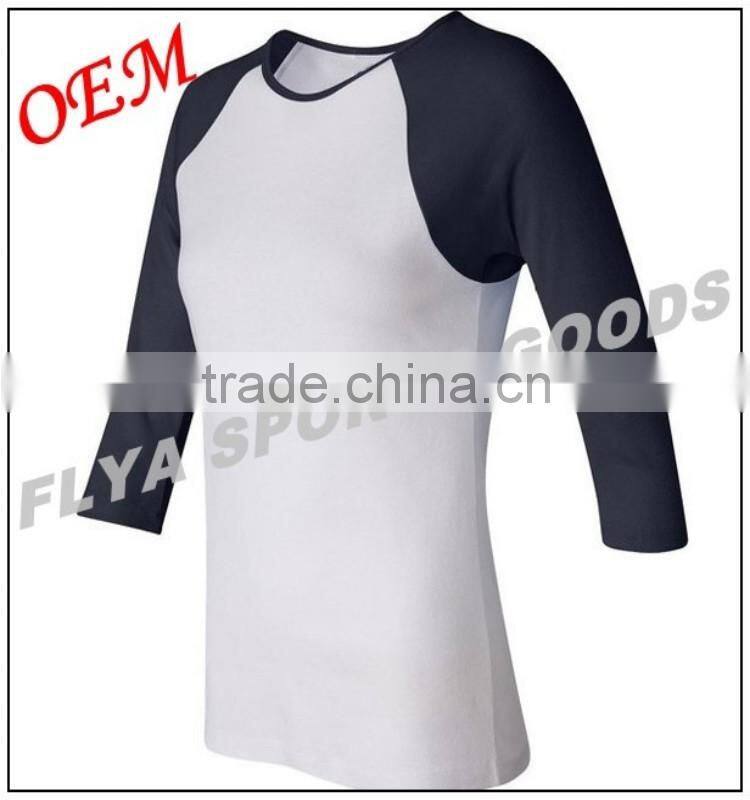 Professional high quality women blank 3/4 Sleeve t shirt manufacturers
