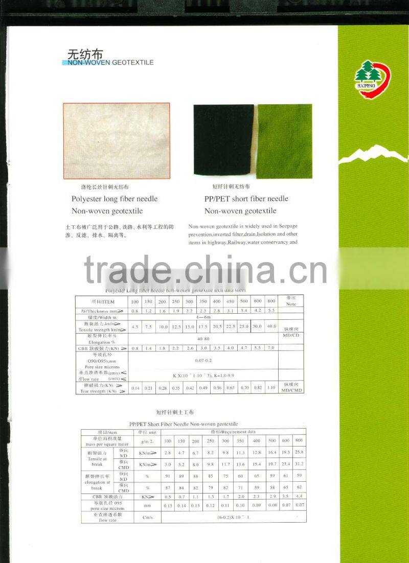 thermally bonded non woven geotextiles
