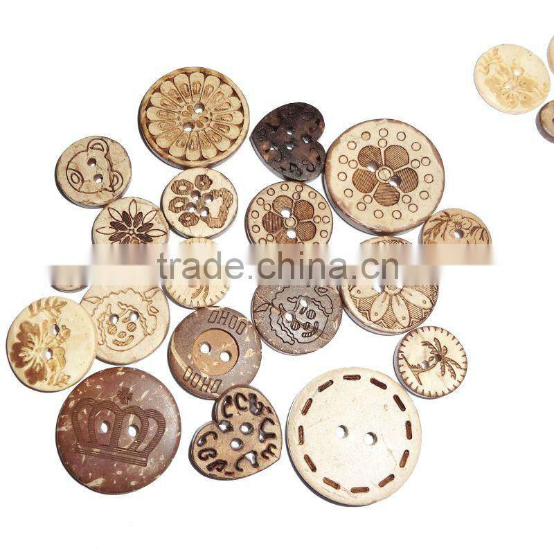 laser engraved decorative wood buttons for garment/clothing