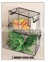 Industrial Vintage Style Interior Carry Round Metal Basket with Handle