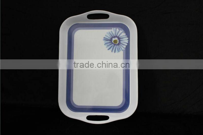 15.5 inch two-handled rectangular melamine tray