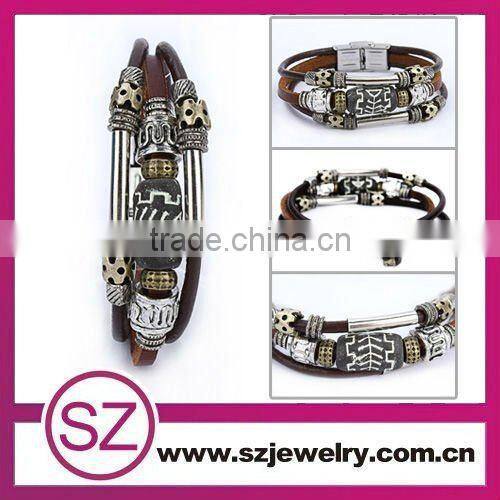 MLB0003 blue leather stainless steel buckle/power bracelet