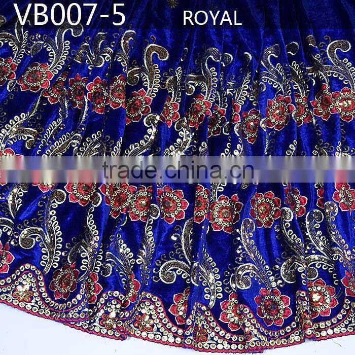 VB007-1 purple wholesale top quality african velvet lace fabric/velvet fabric/Velvet lace fabric