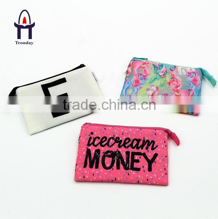 Heat transfer or silk printing mini canvas coin purse, lady wallet