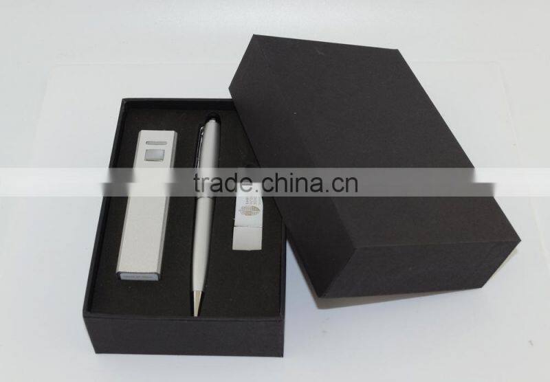 High Quality New Made custom Business VIP gift set (With metal power bank/stylus pen/usb disk )