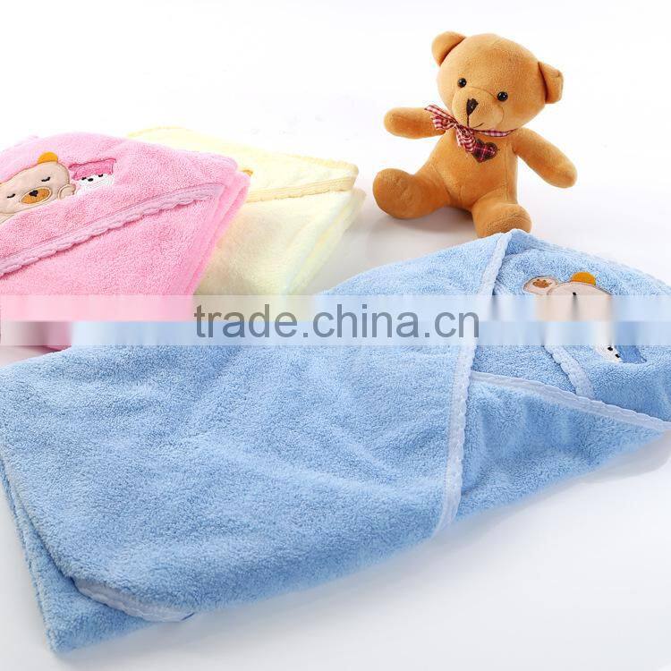 Baby hooded coral fleece Receiving Blankets