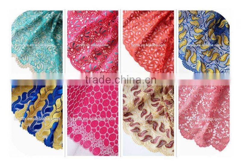 2016 Latest designs made in china wholesale swiss guipure lace with stones mint green guipure cord lace for wedding dress