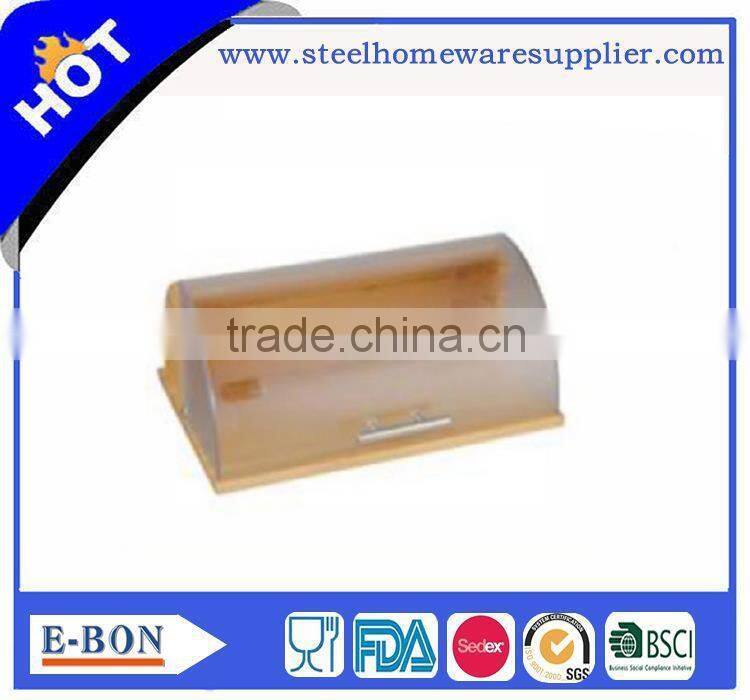 Modern design bamboo and plastic bread box