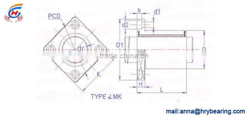 square flange Lengthen Linear Motion Bearing