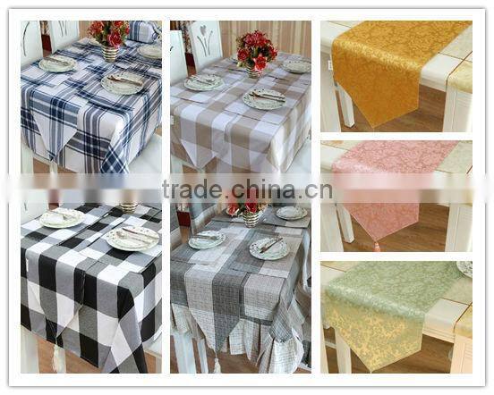 plaid printed polyester mini matt fabric for table cloth