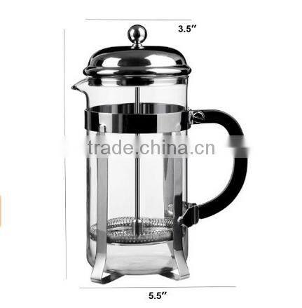 Hot Sell of 1L stainless steel and glass coffee french press
