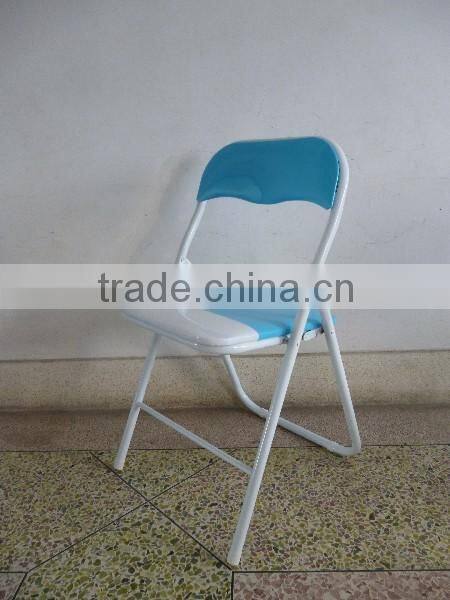 Metal folding chair with PVC cushion seat