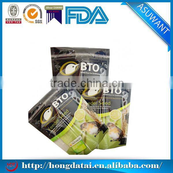 Custom printed PET / PE stand up pet food bags with hang hole