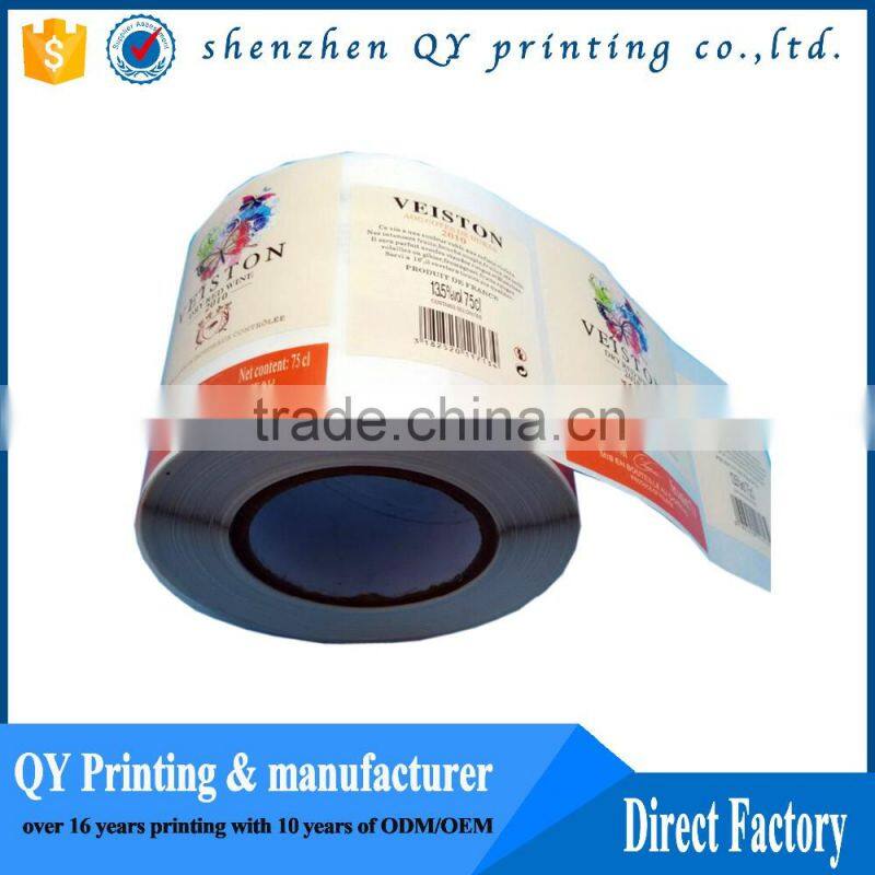 Hot Sale Packaging Adhesive Paper Label Printing, Custom Roll Printed PVC/BOPP/PE/PET Labels, Wine Glass Bottle Label Sticker