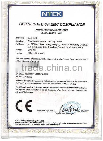 black light with UV tube 20W 60cm long UV tube black light for sale