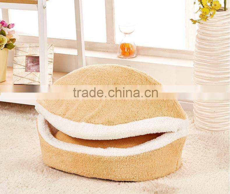 wholesale Hamburger Style Shell Nest Windproof Waterproof Removable Pet Cat Bed House Thermal Hiding