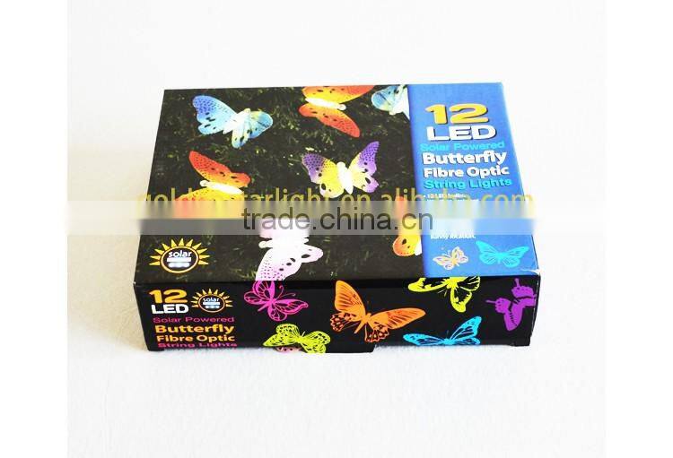 Hot selling 12 led solar butterfly string decoration light for garden