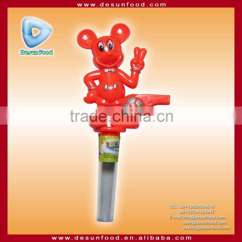 China toy candy manufaturer cartoon whistle toy candy with low MOQ