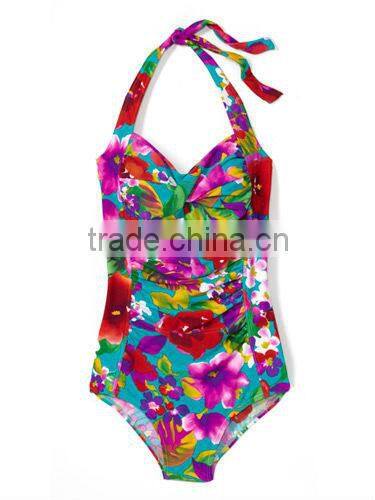 one piece women screen printing swimwear