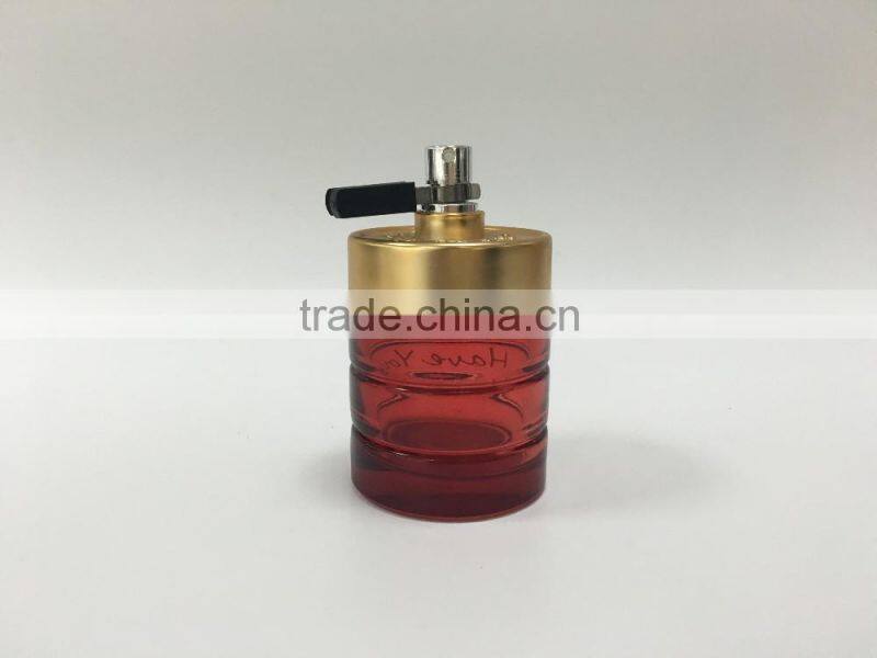 Hotsale 100ml round red perfume glass bottles