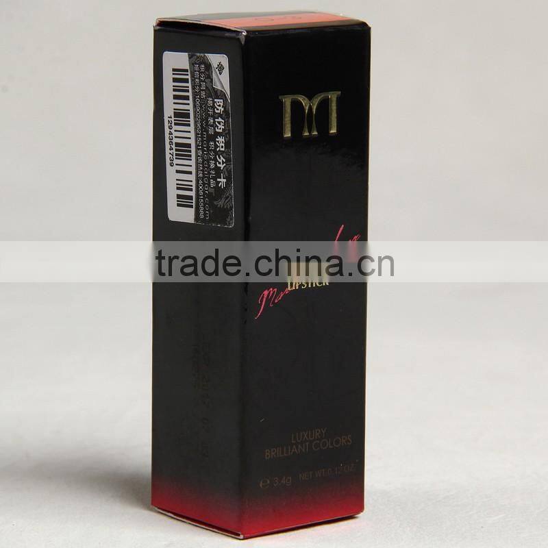 Art paper printed red inside with glossy lamination package box for the true color image lipstick