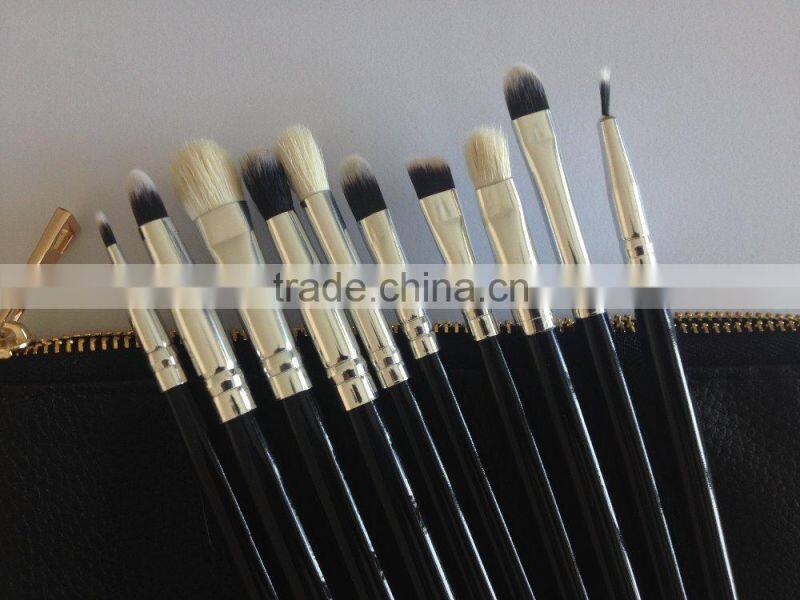 pro eye brush set 10pcs makeup eye shadow pencil blending concealer brushes with PU leather bag