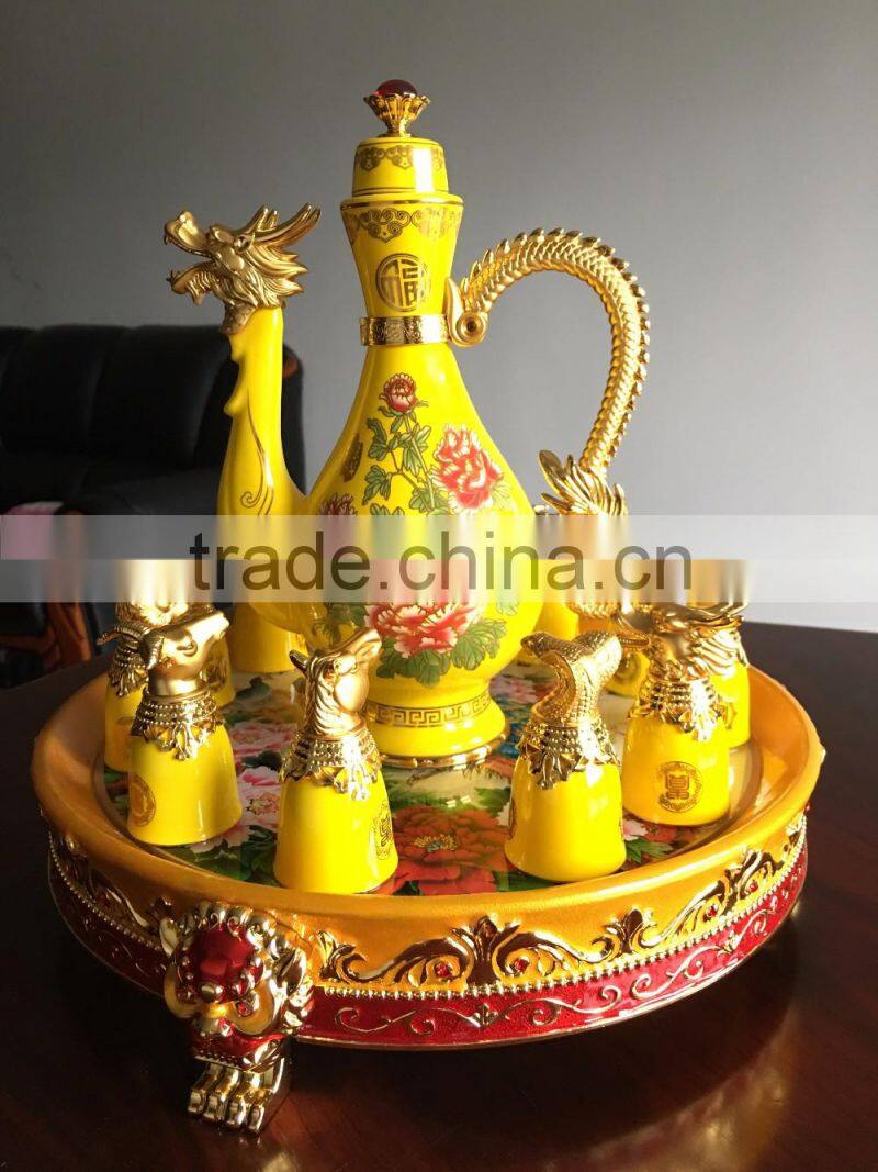 12 zodiac yellow ceramic wine cups,artistic ceramic cup
